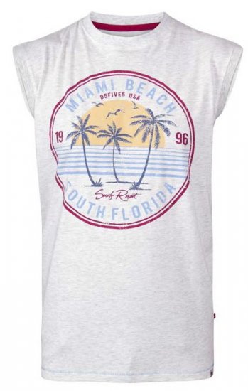 D555 Shipley Miami Beach Printed Sleeveless T-Shirt - Tricouri - Tricouri Bărbați Mărimi Mari