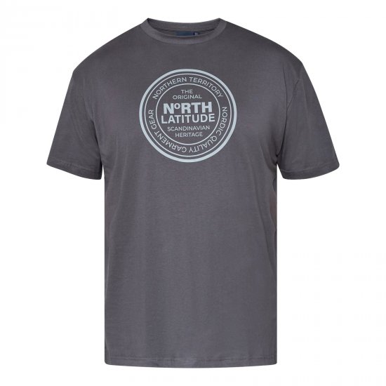 North Latitude T-Shirt Gri/Cărbune - Tricouri - Tricouri Bărbați Mărimi Mari