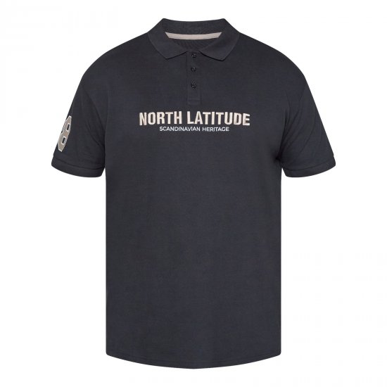 North Latitude Logo Polo Negru - Tricouri polo - Tricouri Polo Bărbați Mărimi Mari