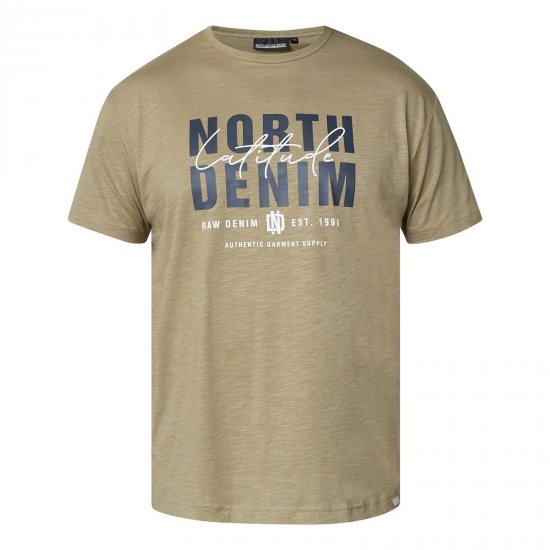 North Latitude T-Shirt Slub With Print Maro/Bej - Tricouri - Tricouri Bărbați Mărimi Mari