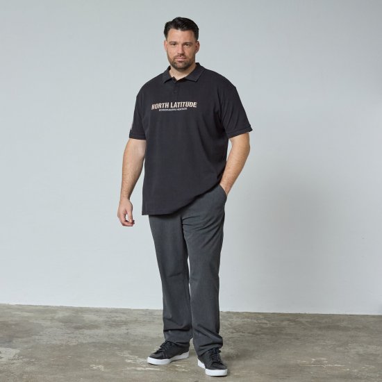 North Latitude Logo Polo Negru - TALL tricouri polo - Tricouri polo TALL pentru bărbați înalți
