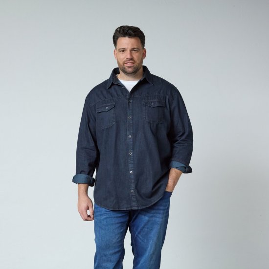 North Latitude Denim Shirt LS Albastru - Cămăși - Cămăși Bărbați Mărimi Mari
