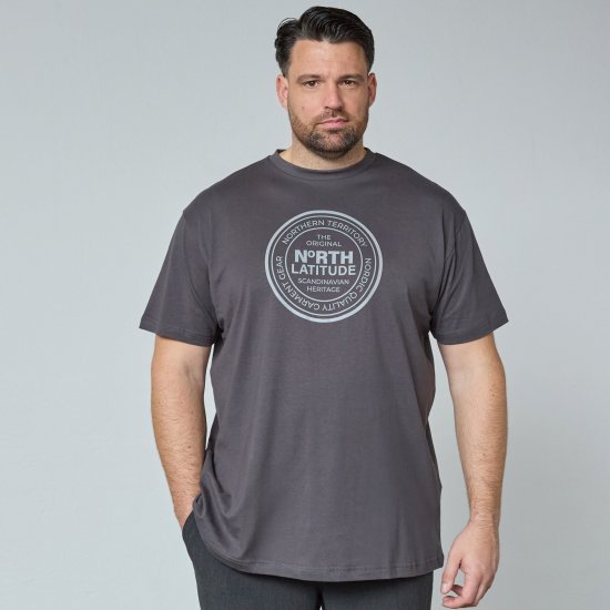 North Latitude T-Shirt Gri/Cărbune - Tricouri - Tricouri Bărbați Mărimi Mari
