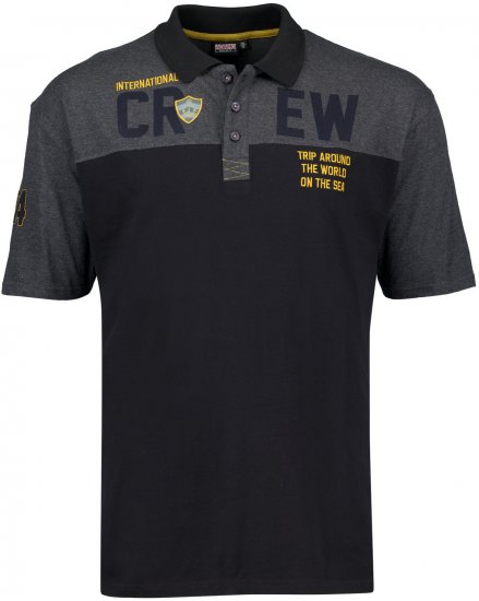 Adamo Crew Printed Jersey Poloshirt Charcoal - Tricouri polo - Tricouri Polo Bărbați Mărimi Mari