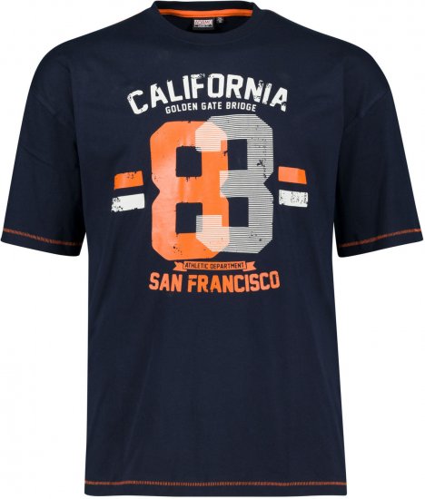 Adamo Golden Gate Comfort Fit Printed T-shirt Navy - Tricouri - Tricouri Bărbați Mărimi Mari