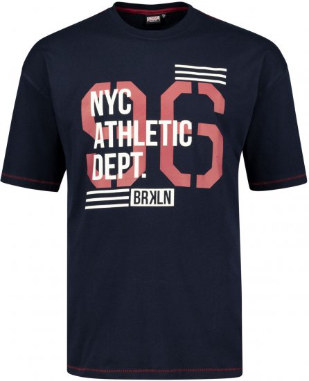 Adamo BRKLN Comfort Fit Printed T-shirt Navy - Tricouri - Tricouri Bărbați Mărimi Mari