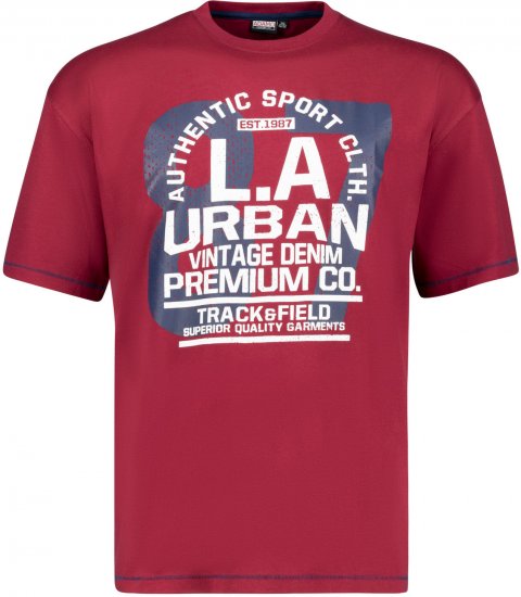 Adamo Urban Comfort Fit Printed T-shirt Burgundy - Tricouri - Tricouri Bărbați Mărimi Mari