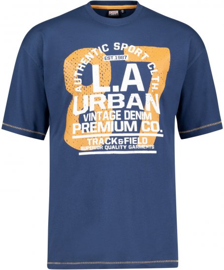 Adamo Urban Comfort Fit Printed T-shirt Denim Blue - Tricouri - Tricouri Bărbați Mărimi Mari