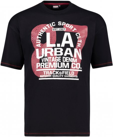 Adamo Urban Comfort Fit Printed T-shirt Black - Tricouri - Tricouri Bărbați Mărimi Mari
