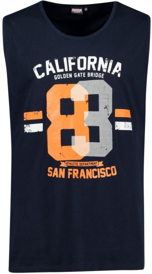 Adamo Golden Gate Comfort Fit Printed Tank-top Navy - Tricouri - Tricouri Bărbați Mărimi Mari