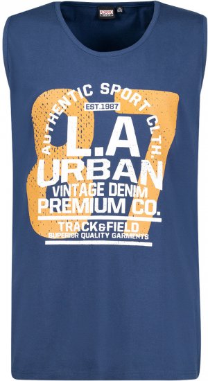 Adamo Urban Comfort Fit Printed Tank-top Denim Blue - Tricouri - Tricouri Bărbați Mărimi Mari