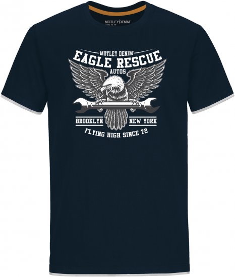Motley Denim Eccles T-shirt Navy - Tricouri - Tricouri Bărbați Mărimi Mari