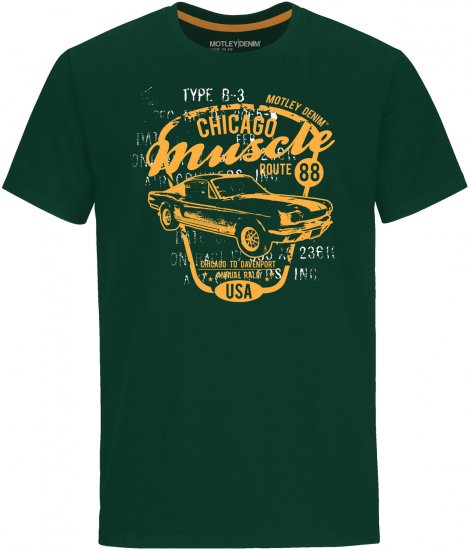 Motley Denim Newport T-shirt Racing Green - Tricouri - Tricouri Bărbați Mărimi Mari