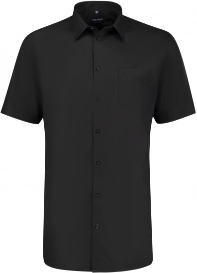 Adamo Warren Comfort Fit Short Sleeve Shirt Black - Cămăși - Cămăși Bărbați Mărimi Mari