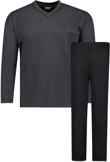 Adamo Gustav Long sleeve Pyjama Charcoal - Lenjerie intimă & costum baie - Lenjerie Intimă Bărbați Mărimi Mari