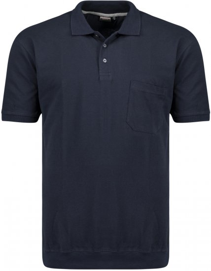 Adamo Kadir Polo Shirt with Cuffed Hem Navy - Tricouri polo - Tricouri Polo Bărbați Mărimi Mari