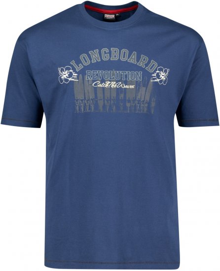 Adamo Longboard Regular Fit Printed T-shirt Denim Blue - Tricouri - Tricouri Bărbați Mărimi Mari
