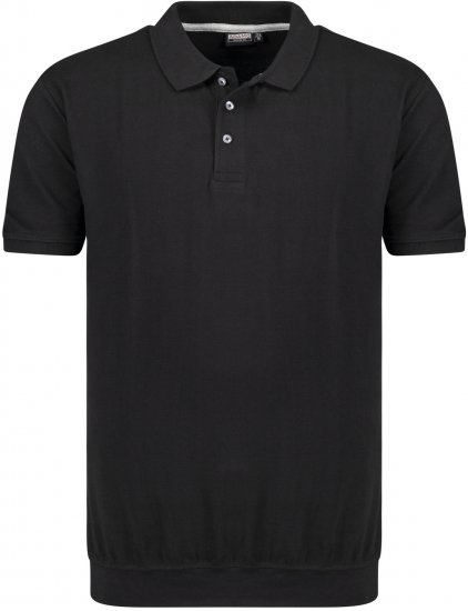 Adamo Kadir Polo Shirt with Cuffed Hem Black - Tricouri polo - Tricouri Polo Bărbați Mărimi Mari