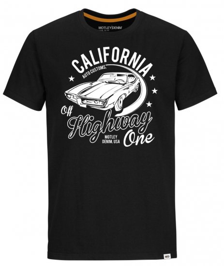 Motley Denim Ipswich T-Shirt White on Black - Tricouri - Tricouri Bărbați Mărimi Mari