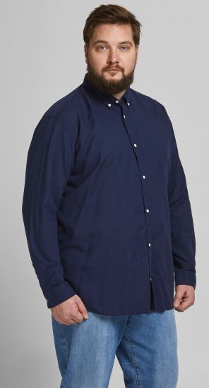 Jack & Jones Summer Shirt L/S Navy - Cămăși - Cămăși Bărbați Mărimi Mari