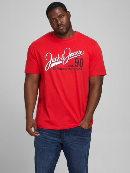Jack & Jones Elogo T-Shirt True Red - Tricouri - Tricouri Bărbați Mărimi Mari
