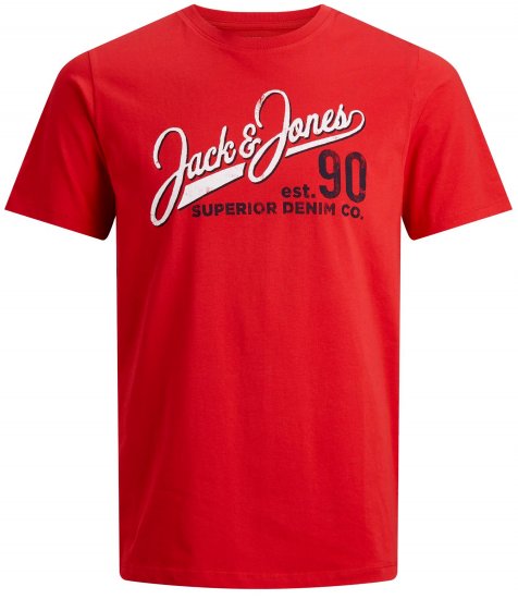 Jack & Jones Elogo T-Shirt True Red - Tricouri - Tricouri Bărbați Mărimi Mari