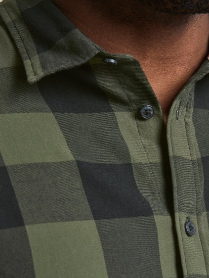 Jack & Jones Gingham L/S Shirt Dusty Olive - Cămăși - Cămăși Bărbați Mărimi Mari