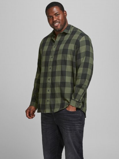 Jack & Jones Gingham L/S Shirt Dusty Olive - Cămăși - Cămăși Bărbați Mărimi Mari