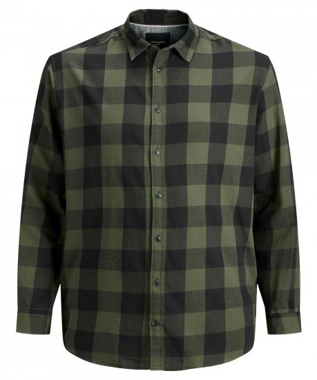 Jack & Jones Gingham L/S Shirt Dusty Olive - Cămăși - Cămăși Bărbați Mărimi Mari