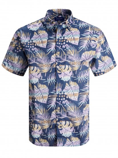 Jack & Jones Hazy S/S Shirts Ensign Blue - Cămăși - Cămăși Bărbați Mărimi Mari