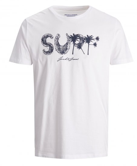 Jack & Jones Streams T-shirt White - Tricouri - Tricouri Bărbați Mărimi Mari
