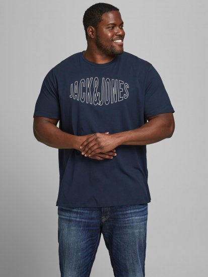 Jack & Jones Preston Crew Neck T-Shirt Navy - Tricouri - Tricouri Bărbați Mărimi Mari