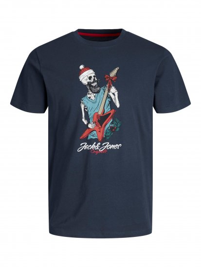 Jack & Jones JORFESTIVE Xmas Skull T-shirt Navy - Tricouri - Tricouri Bărbați Mărimi Mari