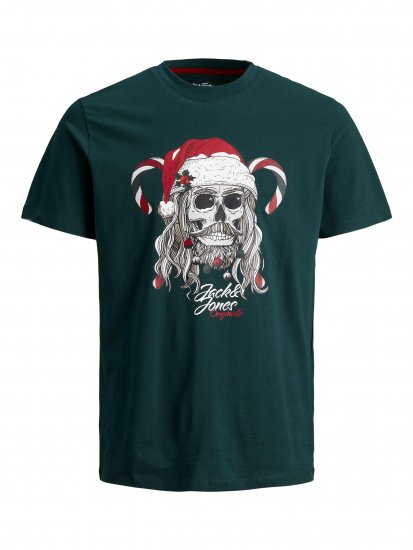 Jack & Jones JORFESTIVE Xmas Skull T-shirt Green - Tricouri - Tricouri Bărbați Mărimi Mari