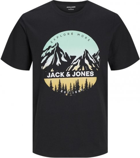 Jack & Jones PEAK T-Shirt Black - Tricouri - Tricouri Bărbați Mărimi Mari