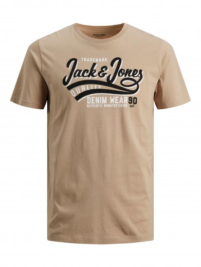 Jack & Jones JJELOGO TEE Beige - Tricouri - Tricouri Bărbați Mărimi Mari