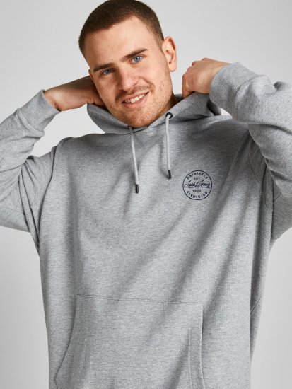 Jack & Jones JJESHARK SWEAT Hoodie Light Grey - Pulovere & hanorace - Pulovere & Hanorace Bărbați Mărimi Mari