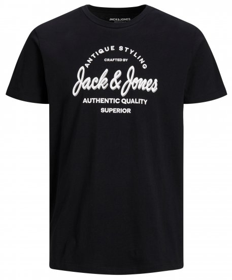 Jack & Jones JJERAFA TEE Black - Tricouri - Tricouri Bărbați Mărimi Mari