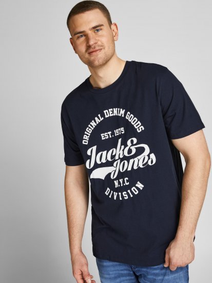Jack & Jones JJERAFA TEE Navy - Tricouri - Tricouri Bărbați Mărimi Mari