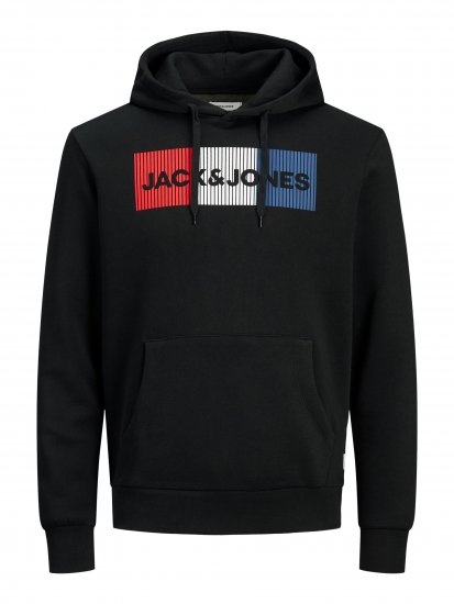 Jack & Jones CORP LOGO Hoodie Black - Pulovere & hanorace - Pulovere & Hanorace Bărbați Mărimi Mari