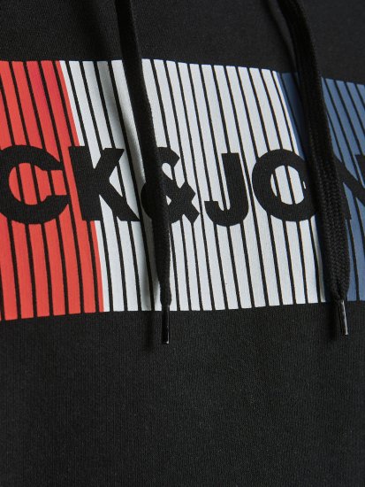 Jack & Jones CORP LOGO Hoodie Black - Pulovere & hanorace - Pulovere & Hanorace Bărbați Mărimi Mari