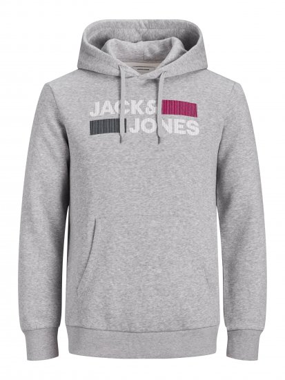 Jack & Jones CORP LOGO Hoodie Light Gray - Pulovere & hanorace - Pulovere & Hanorace Bărbați Mărimi Mari