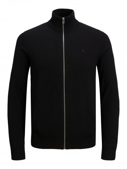 Jack & Jones JJEMIL Knit Turtle Zip Cardigan Black - Pulovere & hanorace - Pulovere & Hanorace Bărbați Mărimi Mari