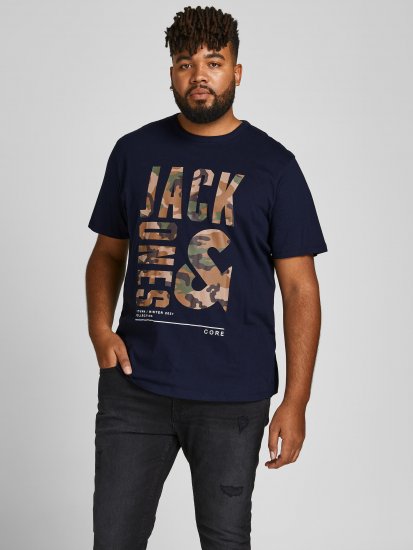 Jack & Jones JCOSTREET TEE Navy - Tricouri - Tricouri Bărbați Mărimi Mari