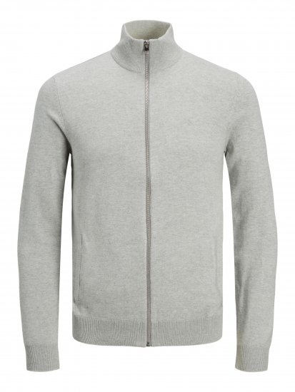 Jack & Jones JJEMIL Knit Turtle Zip Cardigan Light Grey - Pulovere & hanorace - Pulovere & Hanorace Bărbați Mărimi Mari