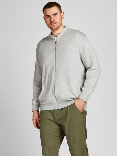 Jack & Jones JJEMIL Knit Turtle Zip Cardigan Light Grey - Pulovere & hanorace - Pulovere & Hanorace Bărbați Mărimi Mari
