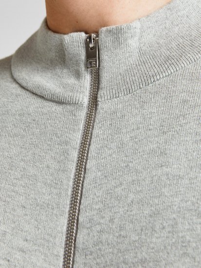 Jack & Jones JJEMIL Knit Turtle Zip Cardigan Light Grey - Pulovere & hanorace - Pulovere & Hanorace Bărbați Mărimi Mari