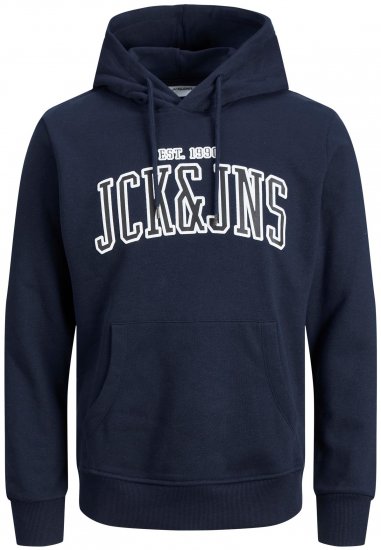 Jack & Jones JJCEMB Hoodie Navy - Pulovere & hanorace - Pulovere & Hanorace Bărbați Mărimi Mari