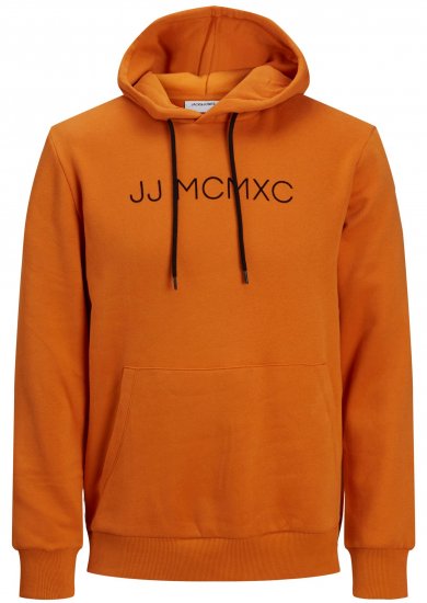 Jack & Jones JJHUGO FLOCK Hoodie Orange - Pulovere & hanorace - Pulovere & Hanorace Bărbați Mărimi Mari