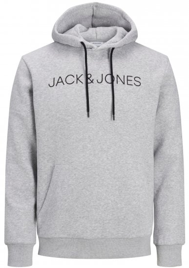 Jack & Jones JJHUGO FLOCK Hoodie Grey - Pulovere & hanorace - Pulovere & Hanorace Bărbați Mărimi Mari